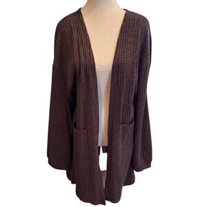 LA MIEL Chocolate Ribbed Cardigan